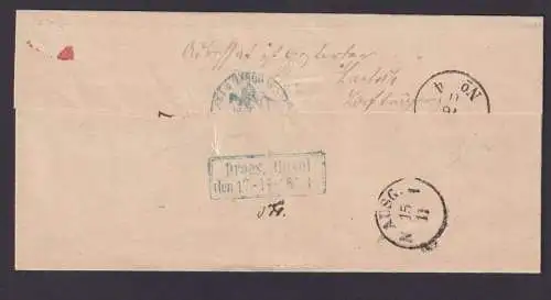 Deutsches Reich Brustschild Brief EF 19 R3 Cosel Oppeln Polen 14.11.1874