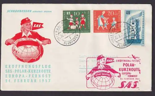 Flugpost Brief Air Mail toller Beleg Scandinavian Airlines SAS Polar Kurzroute