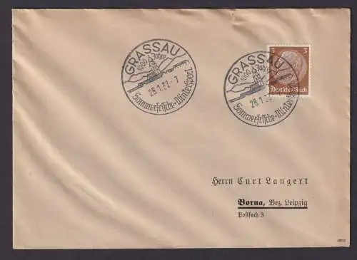 Grassau Bayern Deutsches Reich Brief SST Sommerfrische Wintersport n. Borna
