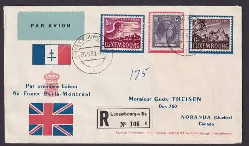 Flugpost Brief Air Mail Luxemburg Air France Erstflug Paris Montreal Kanada