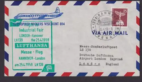 Flugpost Brief Air Mail Berlin EF Stadtbilder grüner R8 Lufthansa + Turboprop