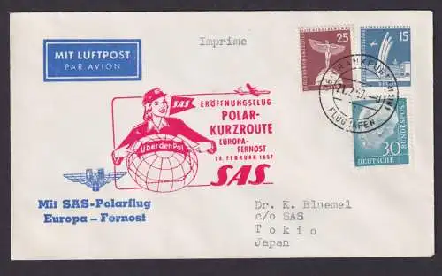 Flugpost Brief Berlin Privatganzsache Stadtbilder + ZuF Bund Heuss SAS Polar