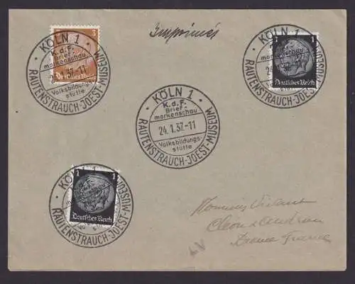 Köln NRW Deutsches Reich Brief Propaganda Philatelie SST K.d.F. Briefmarken