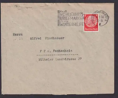 Frankfurt Main Hessen Deutsches Reich Brief SST Kauft Wohlfahrts Briefmarken