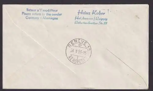 Flugpost Brief Air Mail MIF Bund Heuss + Berlin Wiederaufnahme des Flugverkehrs