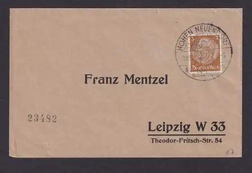 Hohen Neuendorf bei Berlin Brandenburg Deutsches Reich Brief SST n. Leipzig
