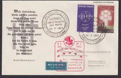 Flugpost Brief Air Mail Frankreich mit inter. Stempel Brücke der Freundschaft