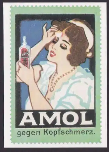 Künstler Ansichtskarte Reklame Werbung Amol geg. Kopfschmerzen Amol Werk