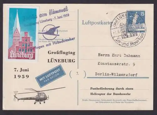 Helikopter Flugpost Brief Air Mail Berlin Ganzsache Stadtbilder Großflugtag
