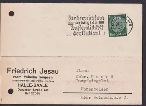 Halle Saale Sachsen Anhalt Deutsches Reich Karte Propaganda SST Kinderreichtum