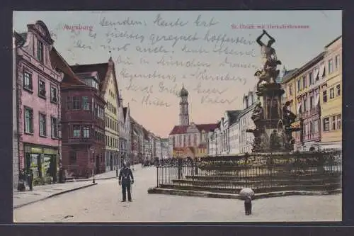 Ansichtskarte Augsburg Bayern St. Ulrich Herkulesbrunnen n. Apolda Thüringern