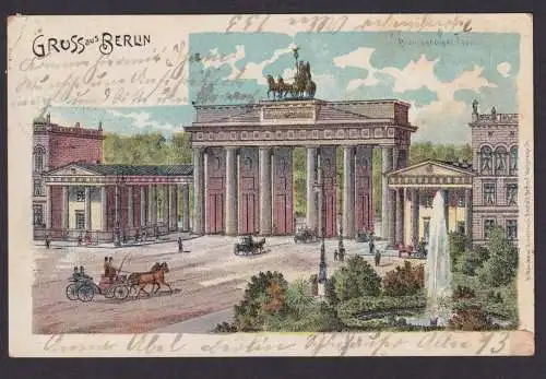 Litho Ansichtskarte Berlin Brandenburger Tor n. Siebenhirten Vossendorf