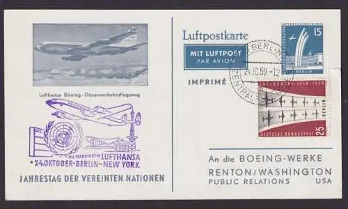 Flugpost Air Mail Berlin Privatganzsache PP 19 Lufthansa Boeing UNO Vereinte