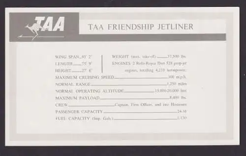 Flugpost Air Mail tolle und selt. Flugkarte TAA Frindship Airliner
