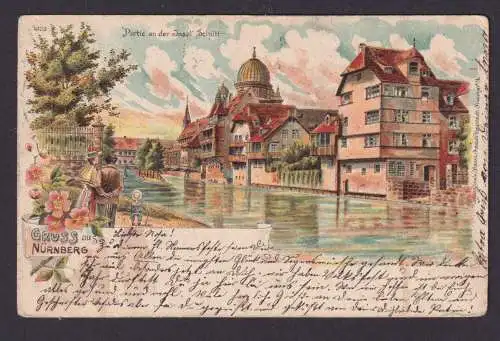 Litho Ansichtskarte Nürnberg Insel Schütt n. Königshofen Grabfeld Bayern