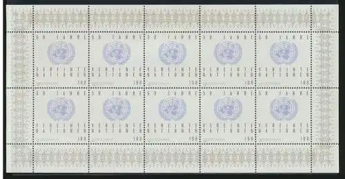 Bund Kleinbogen Zehnerbogen 1804 UNO Vereinte Nationen MNH Kat 13,00