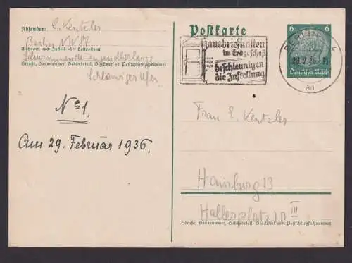 Berlin Deutsches Reich Karte SST Postsache Hausbriefkasten im Erdgeschoß