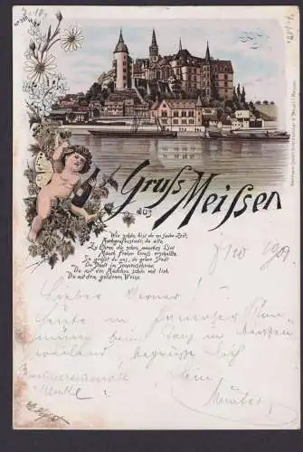 Litho Ansichtskarte Meißen Sachsen Schloss n. Wilkau