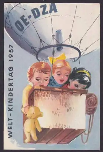 Flugpost Brief Air Mail tolle Sonderkarte vom Welt Kindertag 18. Ballon Postflug