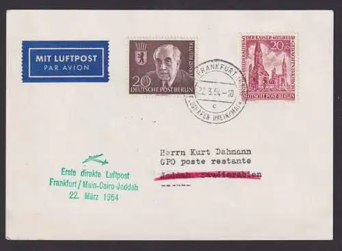 Flugpost Brief Air Mail schöne MIF Berlin Gedächtniskirche und grüner Luftpost -