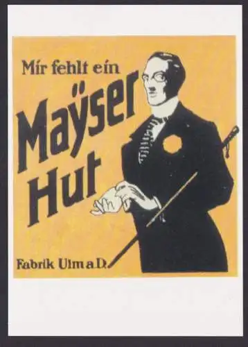 Künstler Ansichtskarte Reklame Werbung Mayser Hut München Aus der Jugendzeit der