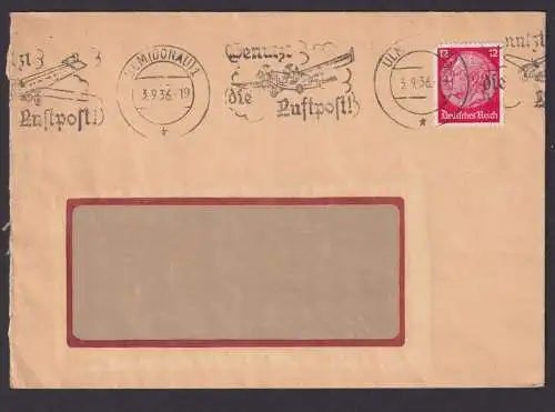 Ulm Donau Baden Württemberg Deutsches Reich Brief Postsache SST Benutzt doe