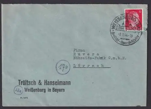 Weissenburg Bayern Deutsches Reich Brief SST Freilicht Opernfestspiele n.