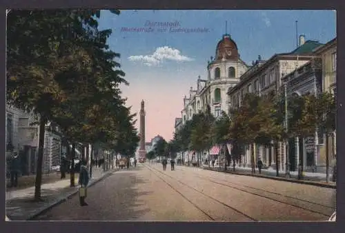 Ansichtskarte Bahnpost Künstlerkarte Litho Darmstadt Hessen Rheinstrasse