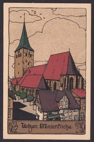 Ansichtskarte Künstlerkarte Steinzeichnung Uelzen Niedersachen Marienkirche