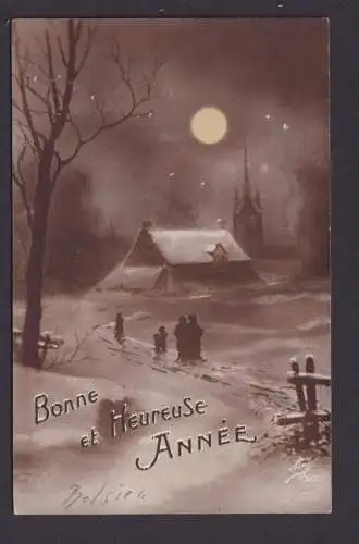 Ansichtskarte Künstlerkarte Sign. Neujahr Bonne et Heureuse Annee 28.12.1915