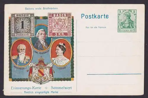 Deutsches Reich Privatganzsache Philatelie Badens erste Briefmarken