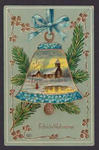 Ansichtskarte Künstlerkarte Weihnachten Goldauflage Prägekarte