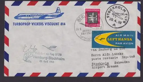 Flugpost Brief Air Mail Turboprop Vickers Viscount 814 mit LH 210 Hamburg