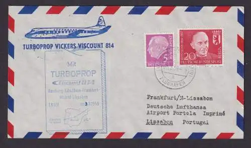 Flugpost Brief Air Mail Turboprop Vickens Viscount 814 Frankfurt Lissabon
