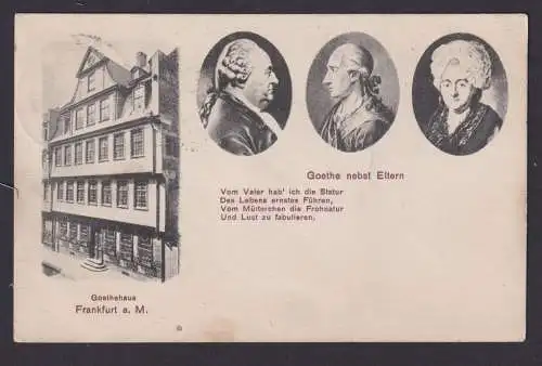 Ansichtskarte Frankfurt a. M. Hessen Goethehaus Porträta Goethe nebst Eltern