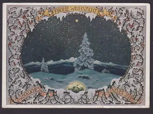 Ansichtskarte Künstlerkarte Weihnachten Neujahr Sterne Winter Schnee ab