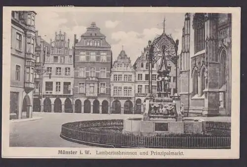 Ansichtskarte Münster NRW Lampertusbrunnen Prinzipal Markt n. Ostercappeln