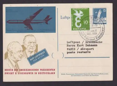Flugpost Brief Air Mail Berlin Privatganzsache USA Präsident Eisenhower in