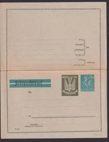 Deutsches Reich Privatganzsache Aufbrauch Feldpostbrief Kartenbrief Flugpost