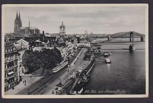 Ansichtskarte Köln NRW Rhein Fluss Brücke Strassenbahn Dom