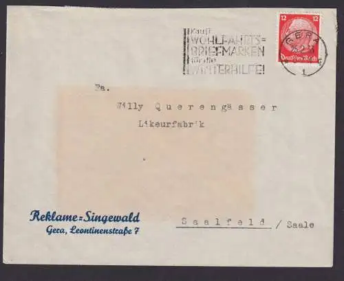 Gera Thüringen Deutsches Reich Briefe SST Kauft Wohlfahrtsbriefmarken für die