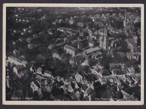 Ansichtskarte Fliegeraufnahme Luftbild Herford Westfalen Totalansicht n. Lahde
