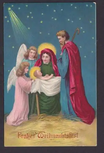Ansichtskarte Weihnachtsgruß Maria Josef Jesus Kind Engel n. Geretsberg