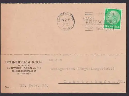 Ludwigshafen Rheinland Pfalz Deutsches Reich Karte Postsache SST Rechtzeitig