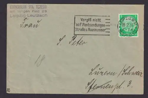 Leipzig Sachsen Deutsches Reich Briefe Postsache SST Vergiß nicht auf