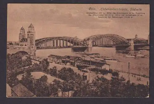 Ansichtskarte Cöln Köln NRW Hohenzollernbrücke Südseite Rhein Fluss