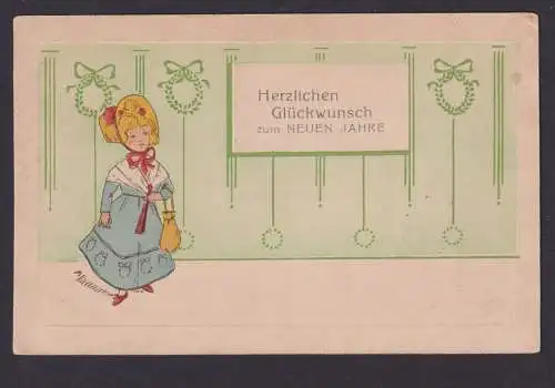 Ansichtskarte Jugendstil Künstlerkarte Neujahrsgruß 1909