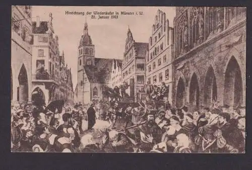 Ansichtskarte Münster NRW Künstlerkarte Hinrichtung der Wiederläufer