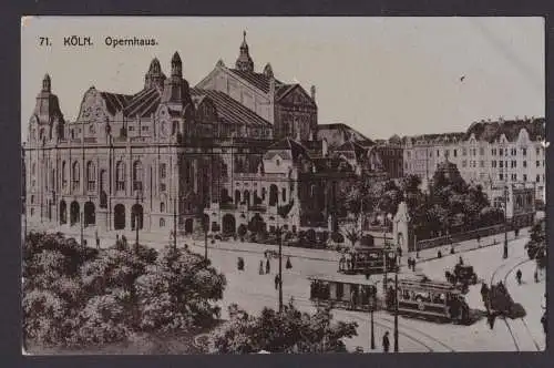 Ansichtskarte Köln NRW Opernhaus Strassenbahn Feldpost n. Kirchlengern Kreis