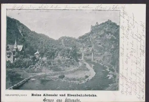 Ansichtskarte Bahnpost v. Remagen nach X Altenahr Rheinland Pfalz Ruine u.